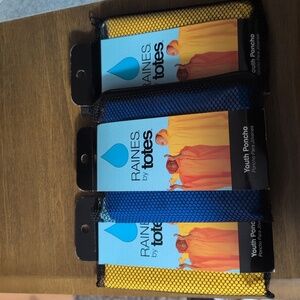 3 NWT Youth Ponchos | RAINES by totes | 1 Blue & 2 Yellow Ponchos